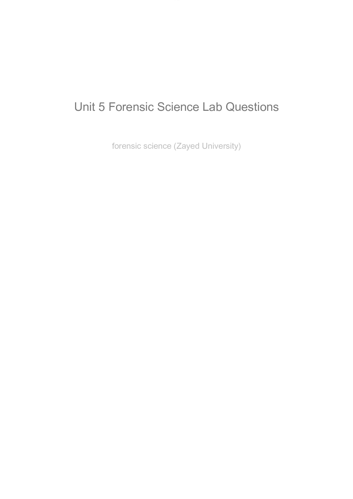 Preview image for Unit 5 Forensic Science Lab Questions